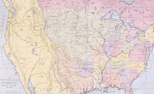 Mapa mostrando as localidades das tribos indígenas dos EUA em 1833, ilustração de "As tribos indígenas da América do Norte, Vol.3", por Thomas L. McKenney e James Hall, pub. por John Grant (cor litho